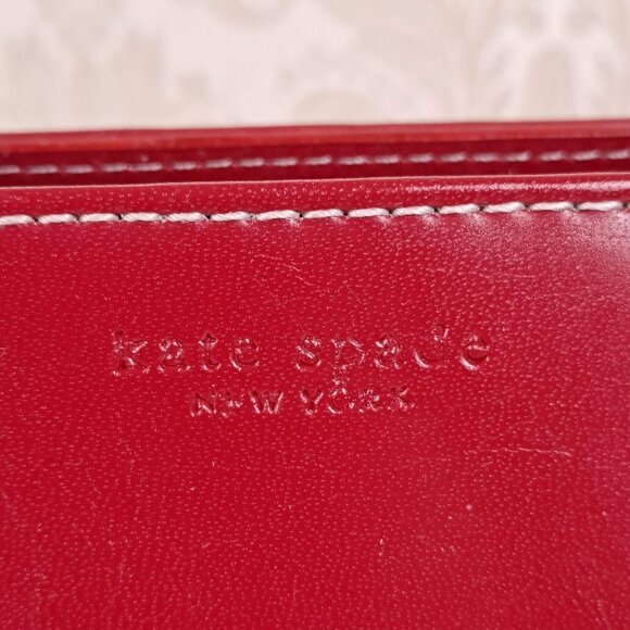Kate Spade Red Leather Satchel Bag Double Handles Long Strap Logo Holiday - Picture 2 of 13